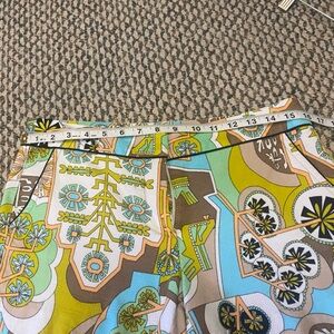 Trina Turk Turquoise and Tan Floral Print Shorts